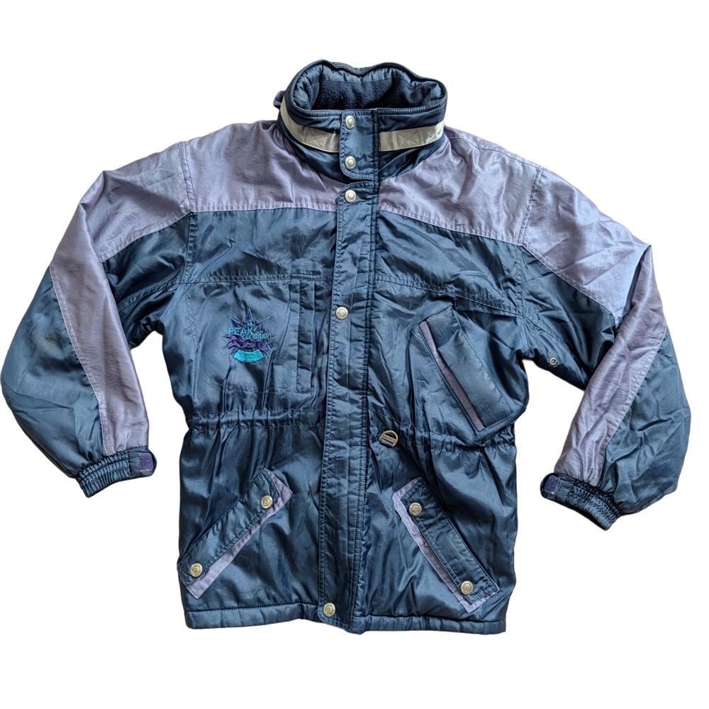Etirel Vintage 80s 90s Navy Blue Purple Lined Winter Ski Jacket Size 16